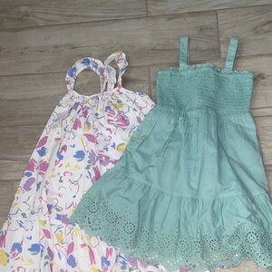 GAP Girls 5T Smocked Sundress White Floral Halter Flowy Summer Dress